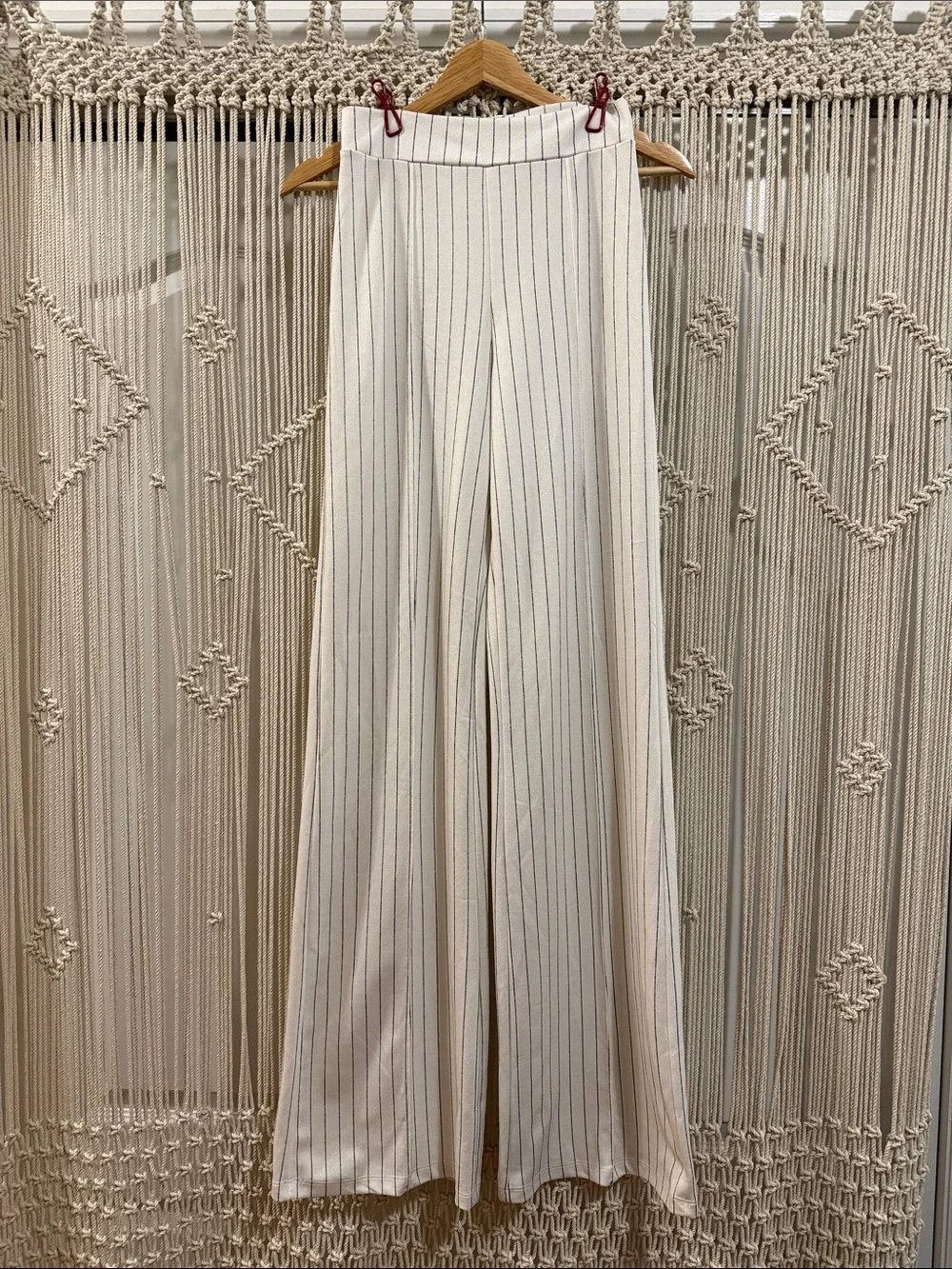 Fashion Nova White High Waisted Pinstripe Pants - Picture 1 of 7